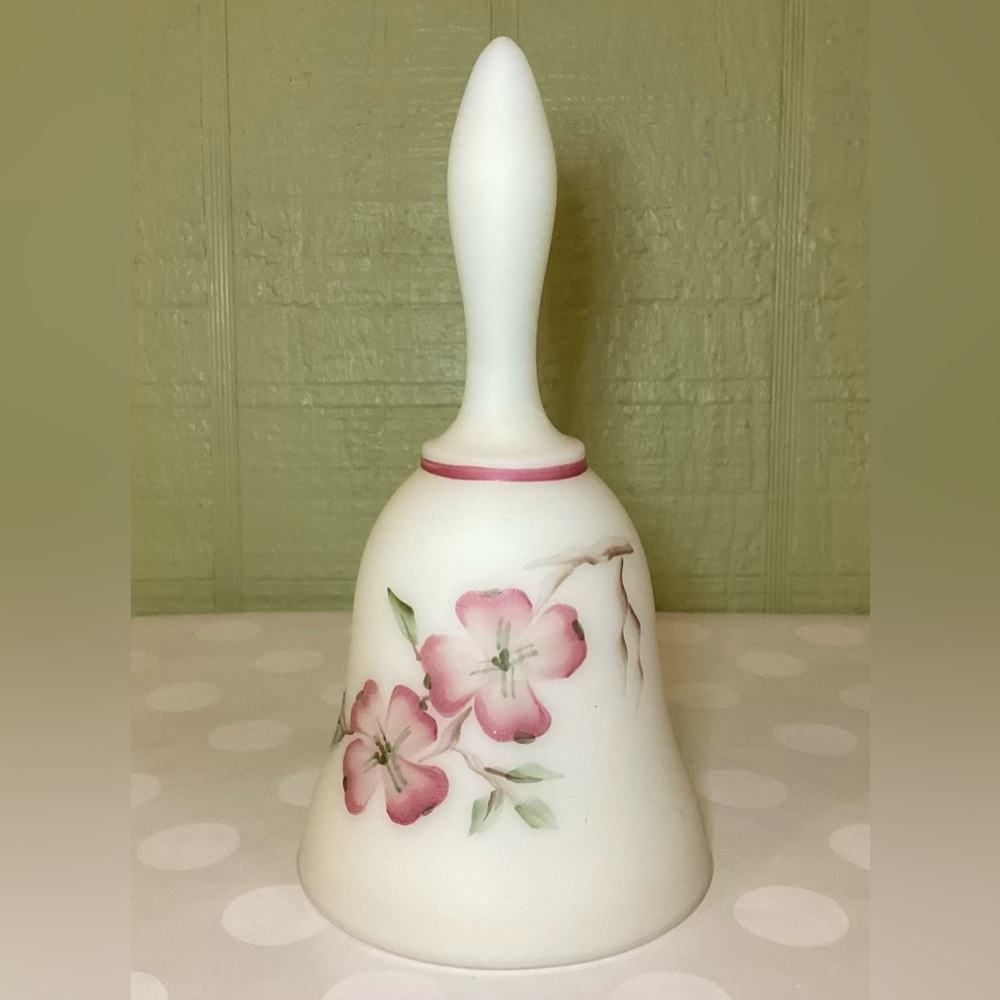 Vintage Fenton White Satin Bell